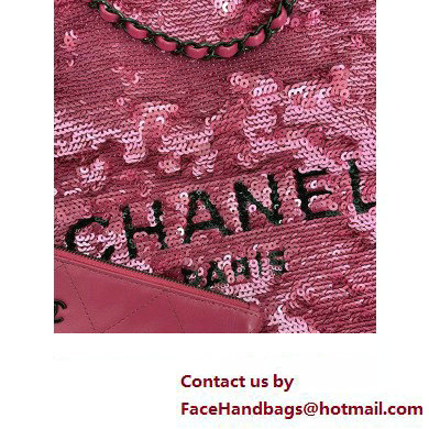 CHANEL Sequins  &  Black Metal FUCHSIA  &  Black Shopping Bag AS4856 2024